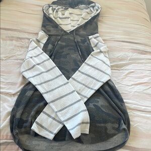 7th Ray Gray and White Striped Hooded Jacket